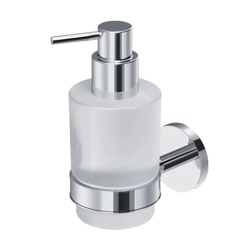 Soap Dispenser, Zinc Alloy + Frosted Glass Soap Dispenser Set with Pump,Wall Mounted Bath Accessories for Bathroom and Kitchen,Chrome - color: Chrome