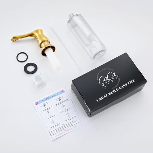 GAGALIFE Kitchen Sink Soap Dispenser Gold, Built in Soap Dispenser with 17 OZ Bottle, Refill from The Top, Liquid Dispenser for Kitchen Sink - color: Gold, size: with Bottle