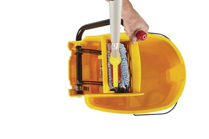 Rubbermaid Commercial Products WaveBrake 26 Qt. Side-Press Mop Bucket and Wringer Combo on Wheels, Yellow, for Professional/Industrial/Business Heavy-Duty Floor Cleaning/Mopping - size: 26 Qt
