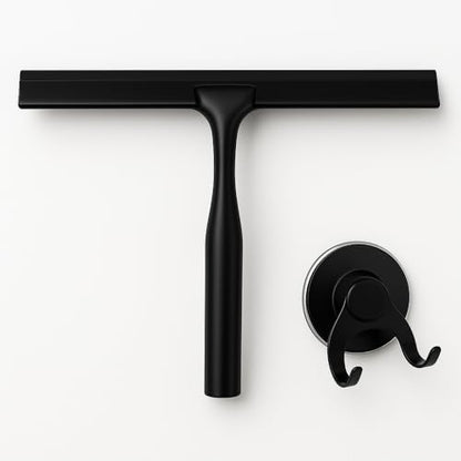Stainless Steel Shower Squeegee for Shower Glass Door with Adhesive Hook, Bathroom Cleaner Tool, Bathroom Household Window Mirror Squeegee for Glass Doors, Cleaning Tile Wall, Car, 10 inch