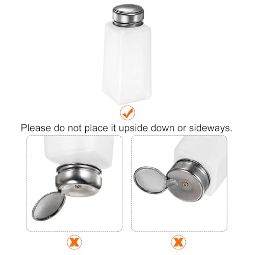 HARFINGTON Solvent Alcohol Dispensers 250ml(8.5oz) Push Down Liquid Dispenser Pump Bottle with Sealing Stainless Steel Lid for Acetone Cleanser Polish Remover, White - color: White, size: 8.5 Ounces