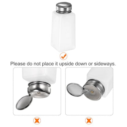 HARFINGTON Solvent Alcohol Dispensers 250ml(8.5oz) Push Down Liquid Dispenser Pump Bottle with Sealing Stainless Steel Lid for Acetone Cleanser Polish Remover, White - color: White, size: 8.5 Ounces