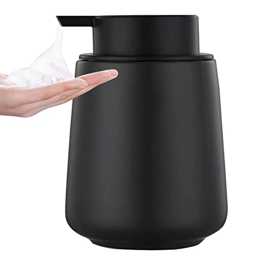 12Oz Foam Hand Soap Dispenser - Black Foaming Soap Dispenser Bathroom with Easy-to-Press Pump, Refillable Liquid Lotion Hand Soap Dispenser, Ceramic Kitchen Dish Soap Dispenser Hand Wash Dispenser - color: Black, style: Foam Pump