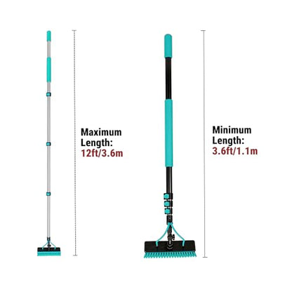 Holdwell 12FT Water Fed Pole Cleaning Kit with Extendable Pole, 180° Rotatable Head, Dual Water Jets with Soap Dispenser, 65.6FT Hose - size: 12FT
