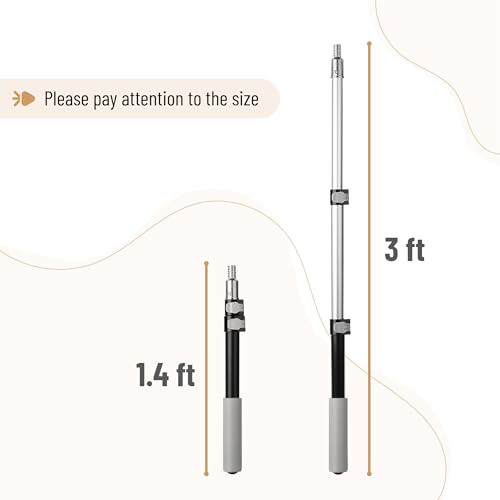 Bates- Telescopic Extension Pole, 3 Ft, Aluminum Alloy, Sturdy Multi-Purpose Extension Pole with Flip-Lock Design for Painting, Dusting and Cleaning - color: Black and Gray, size: 3 Ft, 1 Pack