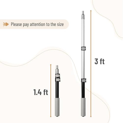 Bates- Telescopic Extension Pole, 3 Ft, Aluminum Alloy, Sturdy Multi-Purpose Extension Pole with Flip-Lock Design for Painting, Dusting and Cleaning - color: Black and Gray, size: 3 Ft, 1 Pack