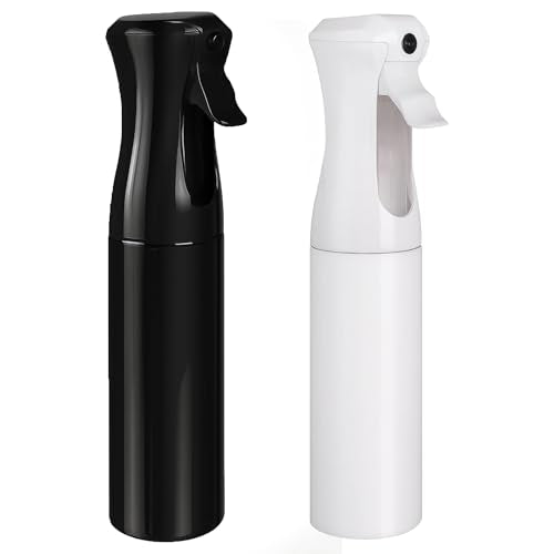 Aquableu Spray Bottle for Hair – Continuous Mist Spray Bottle for Hair Care, Styling, Cleaning, Plants, Pets & Essential Oils (Variety Pack of 2 - Black & White, 6.76oz/200ml) - color: Black + White - Variety Pack