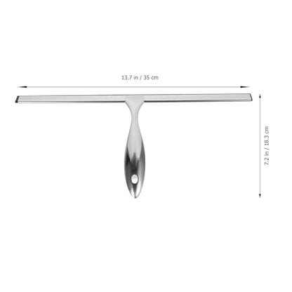 Glass Door Squeegee 14-inch Stainless Steel Shower Squeegee with Nail-Free Adhesive Hook Window Cleaning Tool for Bathroom and Car Windows
