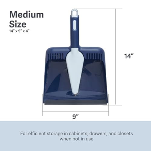 Casabella Wayclean Handheld Angled, Medium, Grey Dustpan and Brush Set, Green and Taupe