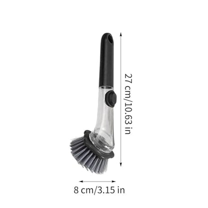 Soap Dispensing Dish Brush | Handheld Non Slip Cleaner - Kitchen Dish Brush,for Pots Stoves Pans Kitchen Home Dorm Appliances Dishwashing - color: Black
