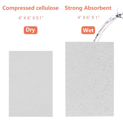 Cellulose Sponges, Large Size 4" x 6" x 1" - Heavy Duty Scrub Kitchen Sponge, Clean Tough Messes Without Scratching Kitchen Cleaning Pads, Pop Up Eco DIY (6 Pack), White - color: White