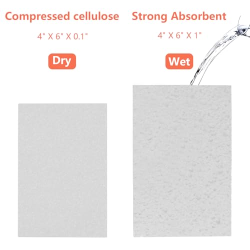Cellulose Sponges, Large Size 4" x 6" x 1" - Heavy Duty Scrub Kitchen Sponge, Clean Tough Messes Without Scratching Kitchen Cleaning Pads, Pop Up Eco DIY (6 Pack), White - color: White