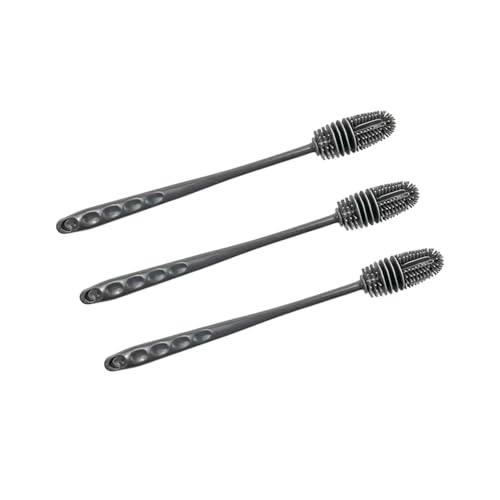 Silicone Bottle Brush 3pcs, Long Handle Bottle Cleaner, 13" Bottle Cleaning Brush for Flasks, Vacuum Sports Bottles, Vases and Glassware (Grey)