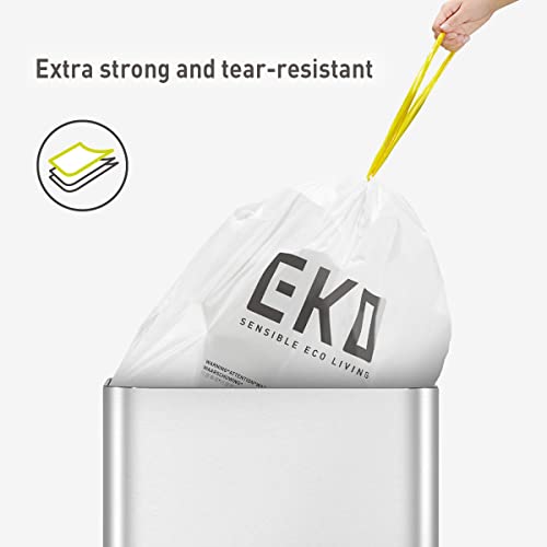EKO 21 Gallon / 50-90 Liter, 60 Count Drawstring Trash Bags, Extra-Strong Unscented Garbage Bags, Easy-Dispense Roll for Kitchen & Household Use, Code G, White - size: 60 Count (Pack of 1), style: 21 Gallon Bags/Code G
