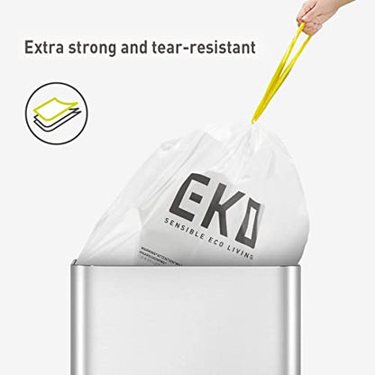 EKO 21 Gallon / 50-90 Liter, 60 Count Drawstring Trash Bags, Extra-Strong Unscented Garbage Bags, Easy-Dispense Roll for Kitchen & Household Use, Code G, White - size: 60 Count (Pack of 1), style: 21 Gallon Bags/Code G