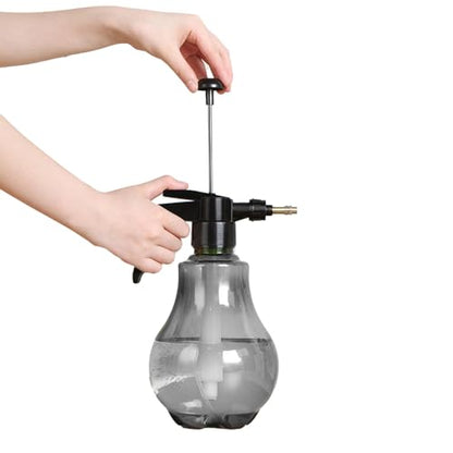 Plastic Pressure Watering Spray Bottle, 1.5L Large Capacity Adjustable Nozzle Home Garden (Gray)