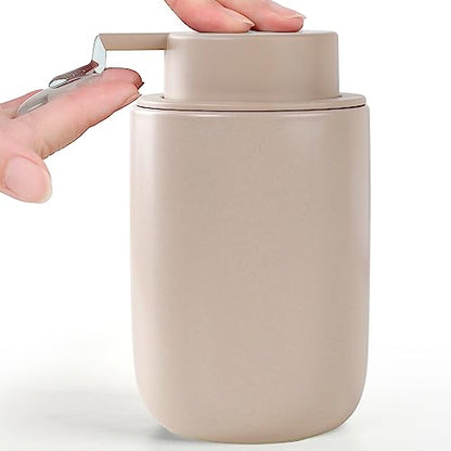 BosilunLife Lotion Pump Dispenser - Matte Khaki Soap Dispenser Bathroom Ceramic Dish Liquid Soap Dispenser for Kitchen, Bathroom Countertop Soap Dispensers (Khaki, Liquid Pump) - color: Khaki-liquid Pump