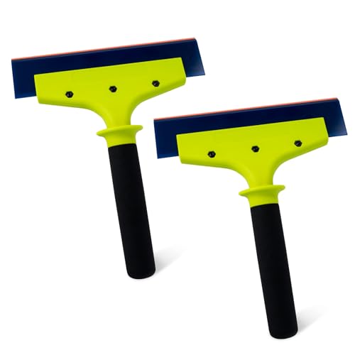 NEWISHTOOL 2 Pack Rubber Squeegee with Nylon Handle for Water Removal, Glass Cleaning, PPF Installing and Window Film Application (8-Inch Blade with Long Handle) - size: 8-Inch Blade with Long Handle