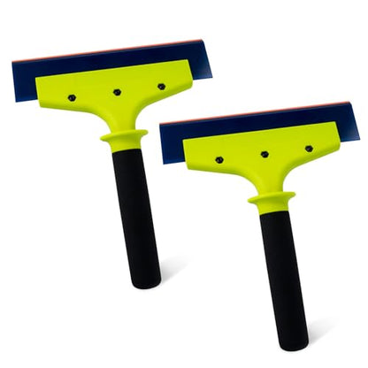 NEWISHTOOL 2 Pack Rubber Squeegee with Nylon Handle for Water Removal, Glass Cleaning, PPF Installing and Window Film Application (8-Inch Blade with Long Handle) - size: 8-Inch Blade with Long Handle
