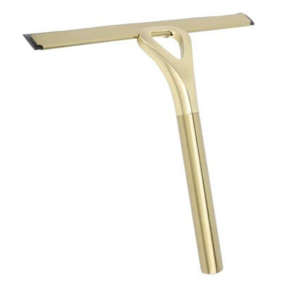 Asixxsix Glass Wiper, 304 Stainless Steel Shower Squeegee with Silicone Vane/Wing for Bathroom Windows Mirrors and Glass Surfaces (Gold) - size: Gold