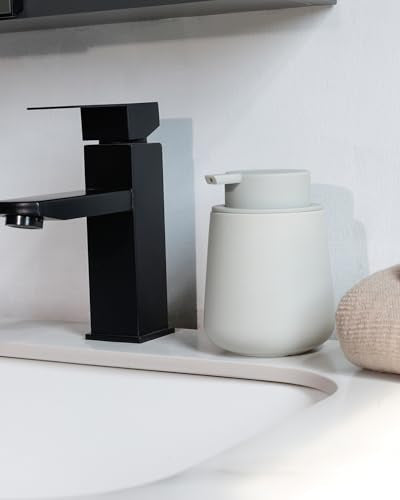 Bosilunlife Soap Dispenser Bathroom - Grey Ceramic Soap Dispenser Lotion Hand Pump Dish Soap Bottle for Kitchen 12oz Refillable Liquid Hand Wash Dispenser for Bathroom - color: Matte Light Grey