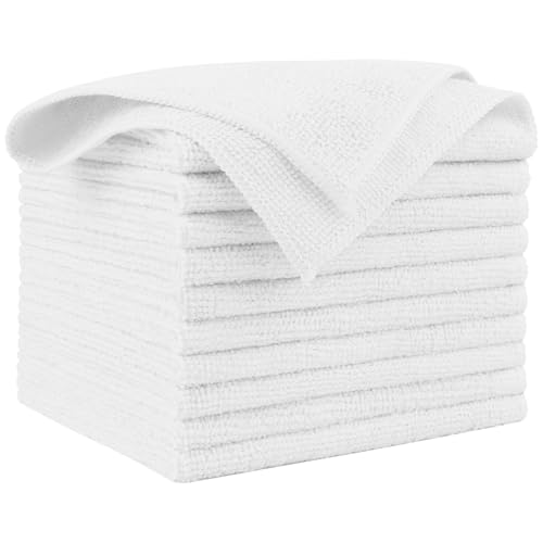 AIDEA Microfiber Cleaning Cloth White 10PK, Microfiber Towels for Cars, Premium Car Cloths, Dusting Cloth Lint Free Cleaning Rags for SUVs, House, Kitchen, Window, Workshops,12×12" - color: White, size: 10PK