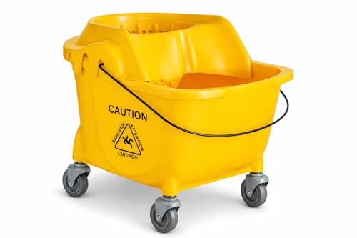 Institutional Mop Bucket with Wringer, 35 Qt. Capacity, Yellow, Funnel-Type