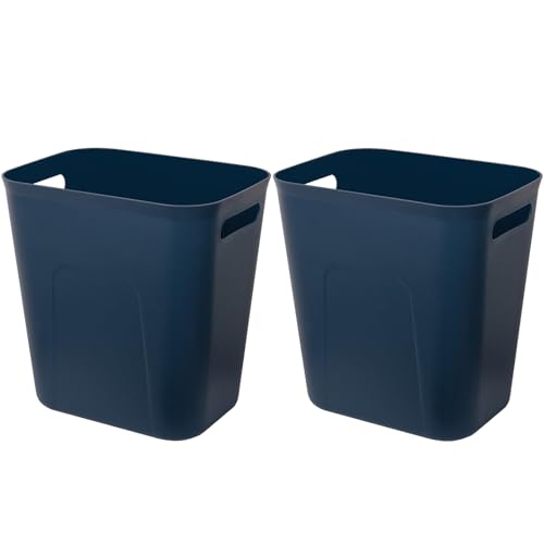 UUJOLY Plastic Small Trash Can Wastebasket, Garbage Container Basket for Bathrooms, Laundry Room, Kitchens, Offices, Kids Rooms, Dorms, 3.5 Gallon, Navy Blue, 2 Pack - color: Navy Blue, size: 3.5 Gallon/2 Pack
