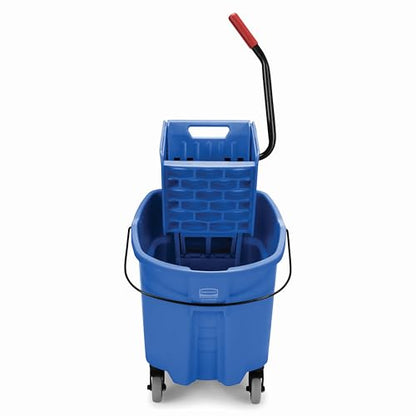 Rubbermaid Commercial Products WaveBrake 35 QT Side-Press Mop Bucket and Wringer Combo on Wheels, Blue, for Heavy-Duty Floor Cleaning - color: Blue