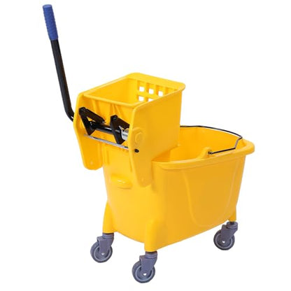 JTLB Commercial Mop Bucket, 32L Floor Cleaning Bucket with Side Press Wringer and 360 Degree Wheels, for Restaurant Office Industrial Space