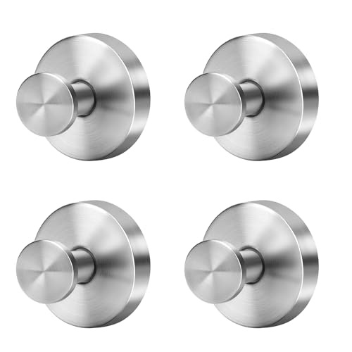 Silver Suction Cup Hooks for Shower Waterproof - No Drill Stainless Steel Towel Hooks for Bathroom Wall, Kitchen, Glass, Mirror, Tile - Ideal for Hanging Towels, Robes, and Loofahs(4 pcs) - color: silver-4pcs