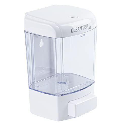 Restaurantware Clean Tek Professional 23.7 Ounce Manual Soap Dispenser 1 Wall-Mountable Soap Dispenser - With Security Key White Plastic Refillable Soap Dispenser Push Mechanism Transparent Tank - color: White