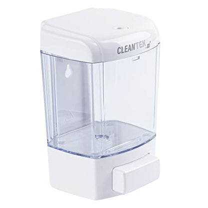 Restaurantware Clean Tek Professional 23.7 Ounce Manual Soap Dispenser 1 Wall-Mountable Soap Dispenser - With Security Key White Plastic Refillable Soap Dispenser Push Mechanism Transparent Tank - color: White