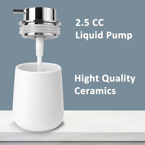 Soap Dispenser Ceramic with Easy-to-Press Pump Hand Lotion Liquid Dispenser for Shampoo Bathroom Kitchen 12 oz - color: Liquid-silverwhite