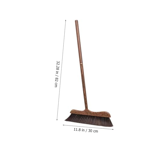 Garneck Wooden Patio Cleaning Broom with Long Handle Soft Bristles Floor Sweeper for Indoor and Outdoor Use Scratch Decking Scrub Brush for Courtyard and Garage Cleaning