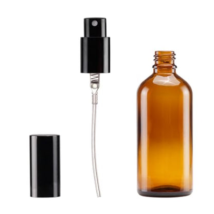 YIZHAO Amber Glass Spray Bottles 4oz, with Small Fine Mist Spray, Metal Cap, Refillable for Essential Oil,Travel,Cleaning,Perfume,Aromatherapy,Makeup – 4 Pcs - color: Amber, size: 100ml-4
