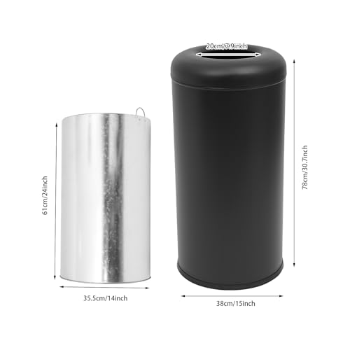 15.5 Gallon Trash Can Open Top, Stainless Steel Garbage Can, Heavy Duty Commercial Round Trash Bin, Industrial Waste Basket Container, Metal Garbage Cans for Restaurant, Kitchen, Office