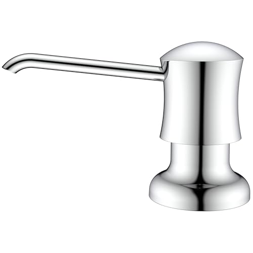 Soap Dispenser for Kitchen Sink Chrome Upgrade Built-in and Refill-from-Top Design with Liquid Hand & Dish Soap Bottle - color: Chrome, size: with Bottle