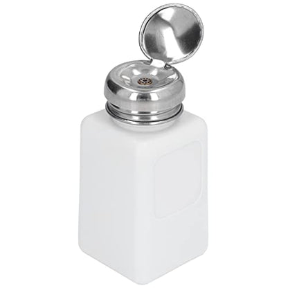 ESD Solvent Dispenser Bottle, Anti Static Press Pump Dispensing for Lab Workbench HDPE Stainless Steel White 200ml 1 Pack