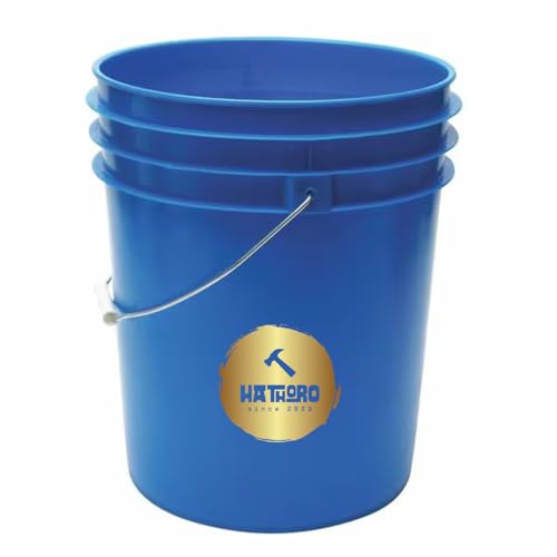 5 Gallon Food Grade Plastic Bucket, Open Head Pail with Handle, 12-3/8 in Diameter x 14-3/4 in Height (Blue, 6 Pack) - color: Blue, size: 6 Pack