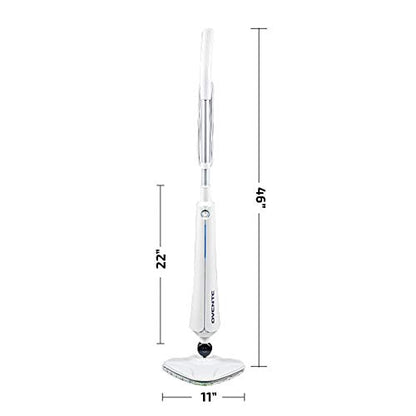 OVENTE Electric Steam Mop Cleaner, 1300W Floor Steamer with Swivel Head, Refillable Water Tank and Washable Microfiber Pad for Cleaning Carpet, Hardwood, Laminate Floor, Tiles and Grout, White ST405W - color: White