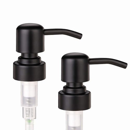 2 Pack Thick Amber Glass Pint Jar Soap Dispenser with Silver Stainless Steel Pump, 16ounce Boston Round Bottles Dispenser with Rustproof Pump for Essential Oil, Lotion Soap - color: Matte Black 1