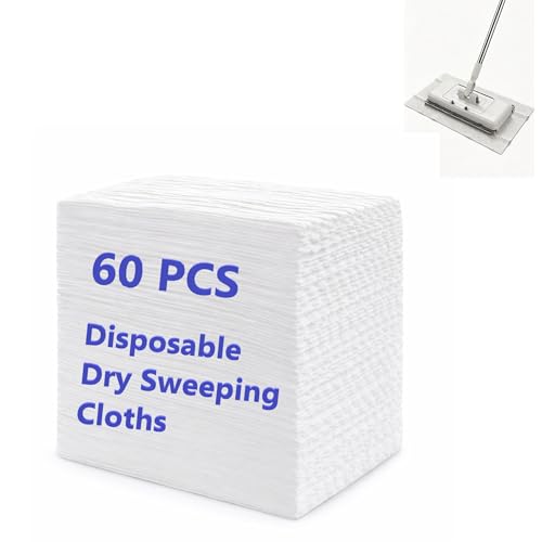 Disposable Dry Sweeping Cloths for KZKR Push Clamp Mop，Compatible with Swiffer Sweeper – 60 Count, 8.6" x 11.8" Refill Pads for Floor Mopping, Dusting & Daily Cleaning (Mop Not Included) - size: 8" x 12" Dry Sweeping Cloths