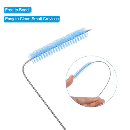 PATIKIL 10"x3/8" Long Straw Brush, 10 Pcs Drinking Straw Cleaning Brush Nylon Pipe Tube Cleaner Brush for Cleaning Straws Pot Spout, Blue - color: Blue, size: 10"x3/8"