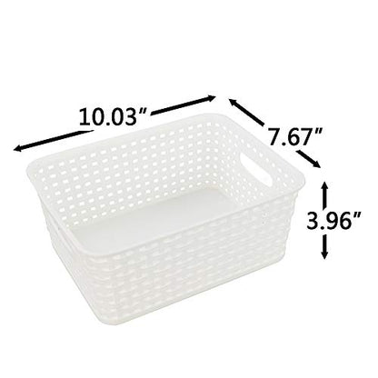 Kiddream Set of 6 Plastic Weave Storage Basket Pantry Organizing Bin (white) - color: white