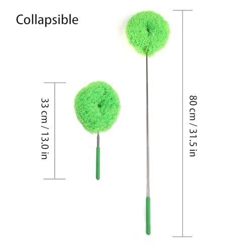 Duster Mop with Extension,Dust Mop Reusable Fan Cleaning Tool for Home, Car, Office, Blades, Windows, Glass Furniture,Green - color: Green