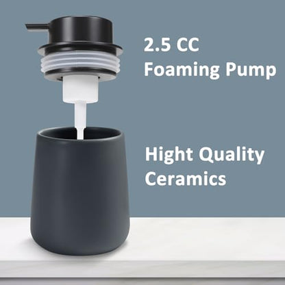 Soap Foaming Dispenser Ceramic with Easy-to-Press Pump Hand Foam Dispenser for Shampoo Bathroom Kitchen 12 oz - color: Foam-grey