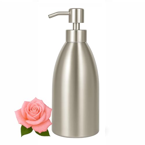 304 Stainless Steel Soap Dispenser 16oz Rust-Proof Liquid Soap Pump Bottle for Kitchen or Bathroom Countertop Hand Dish Lotion Leak-Proof (Stainless Steel) - color: Stainless Steel