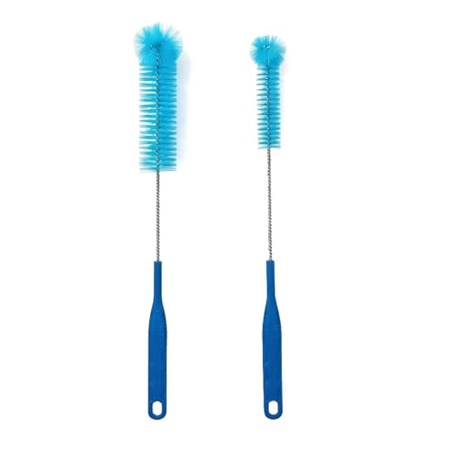 15.5 Inch Long Bottle Brush Set, 0.9” & 1.6” Dual Brush Heads, Fits Bottles with Openings Over 1 Inch, Soft Nylon Bristles for Water Bottles, Kombucha Bottles, Wine Decanters & Mason Jars, 2 Pack