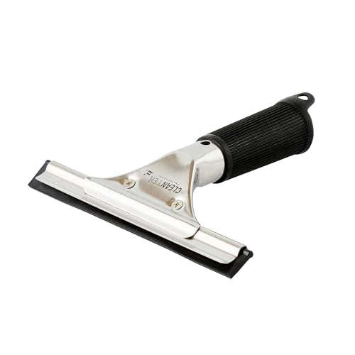 Restaurantware-Clean Tek Professional 5.91 Inch Window Squeegee, 1 Cleaning Squeegee with Rubber Blade - No-Slip Handle, Clean Mirror Or Car Windshield, Stainless Steel Wiper for Glass Door - size: 6", style: Stainless Steel, with Black Rubber Grip